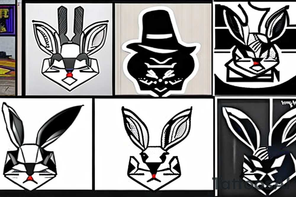 a funny bunny with a hat tattoo idea