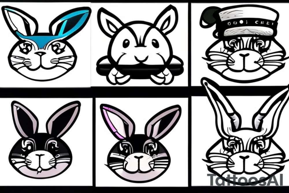 a funny bunny with a hat tattoo idea
