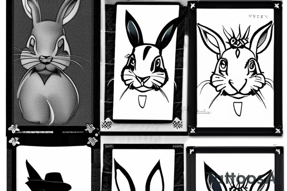 a funny bunny with a hat tattoo idea