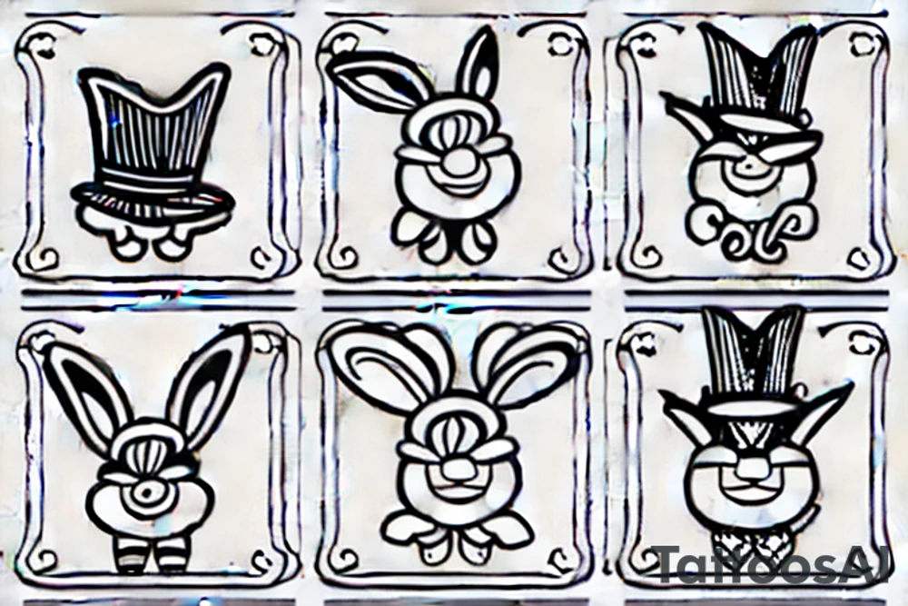 a funny bunny with a hat tattoo idea