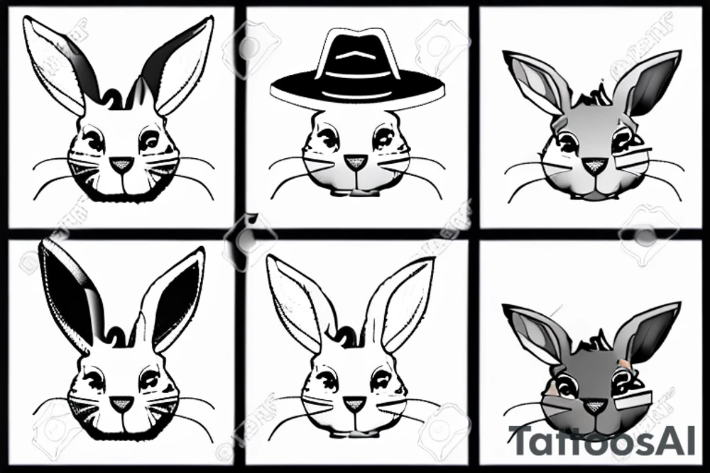 a funny bunny with a hat tattoo idea