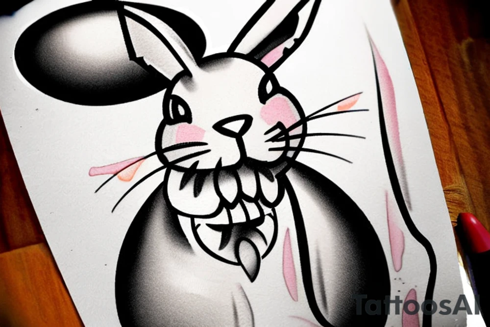 a funny bunny with a hat tattoo idea