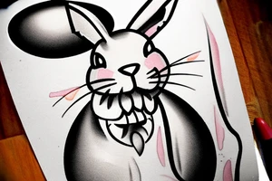 a funny bunny with a hat tattoo idea