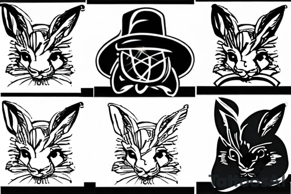 a funny bunny with a hat tattoo idea