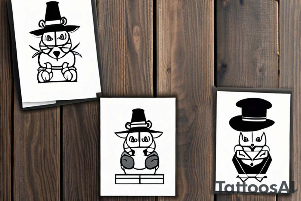 a funny bunny with a hat tattoo idea