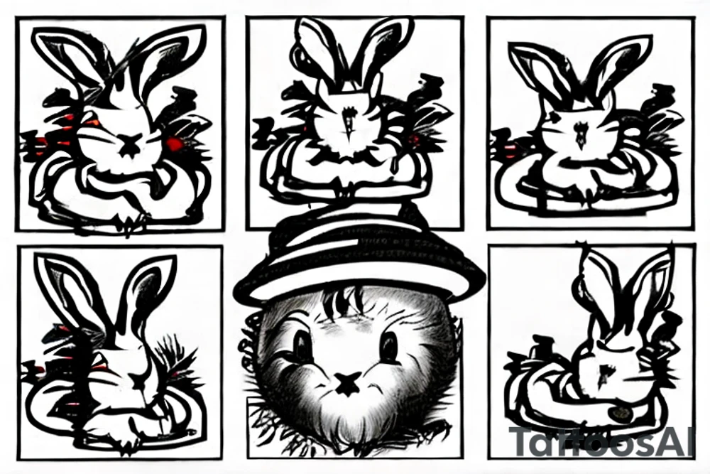 a funny bunny with a hat tattoo idea