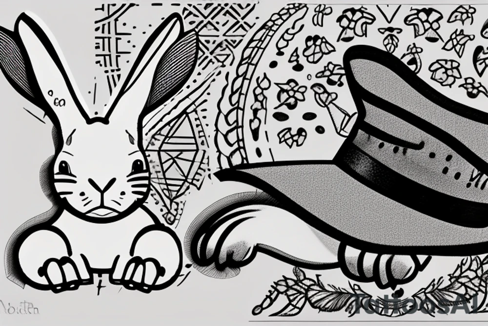 bunny with a hat tattoo idea