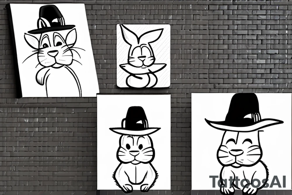 a funny bunny with a hat tattoo idea