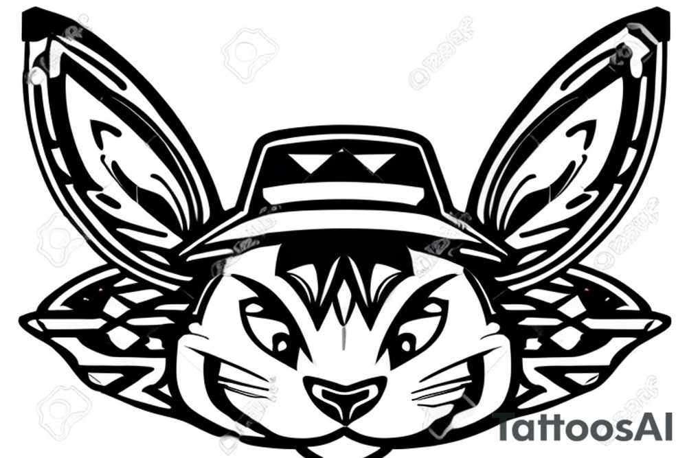 a funny bunny with a hat tattoo idea