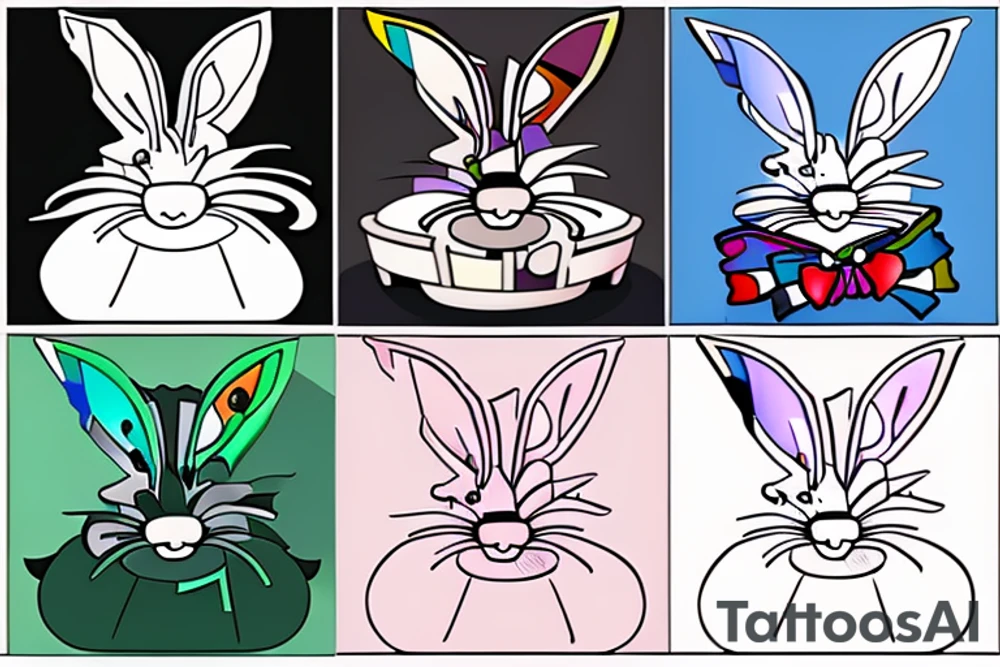 a funny bunny with a hat tattoo idea