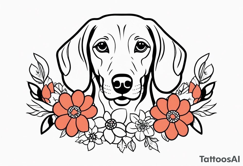 Grandmother memorial who loved weiner dogs and flowers tattoo idea