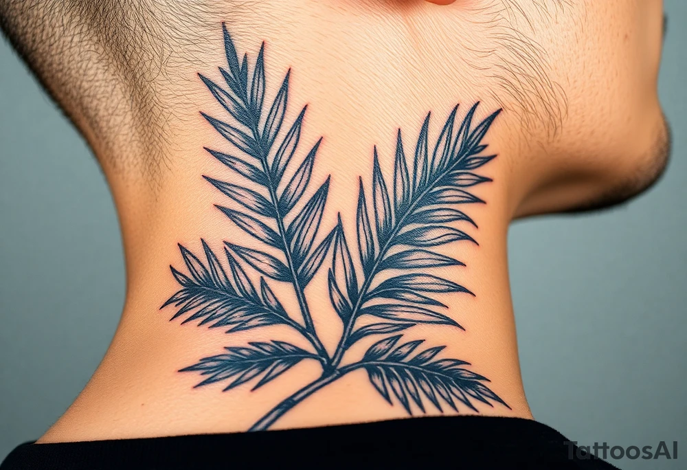 large woven palm leaves tattoo idea