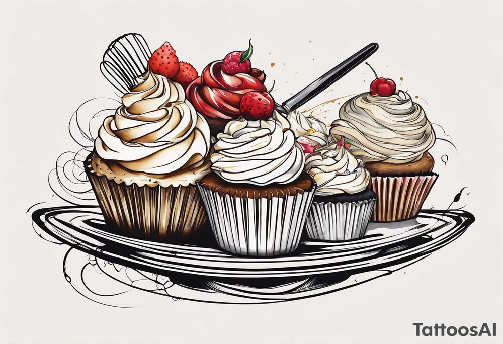 whisk, Cream, Knife, cupcakes resembles pastry chef tattoo idea