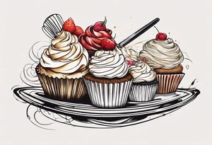 whisk, Cream, Knife, cupcakes resembles pastry chef tattoo idea