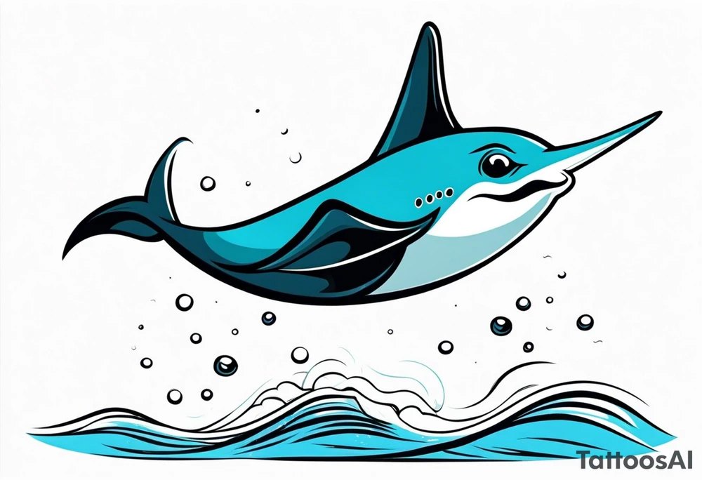 cute eagle ray leaping out of ocean, cartoon tattoo idea cute eagle ray leaping out of ocean, cartoon tattoo idea
