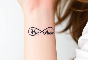 Infinity symbol with the name's Mia and Austin tattoo idea