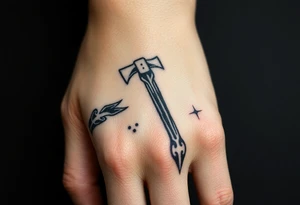 Prussian whole hand blacked out with axe tattoo idea