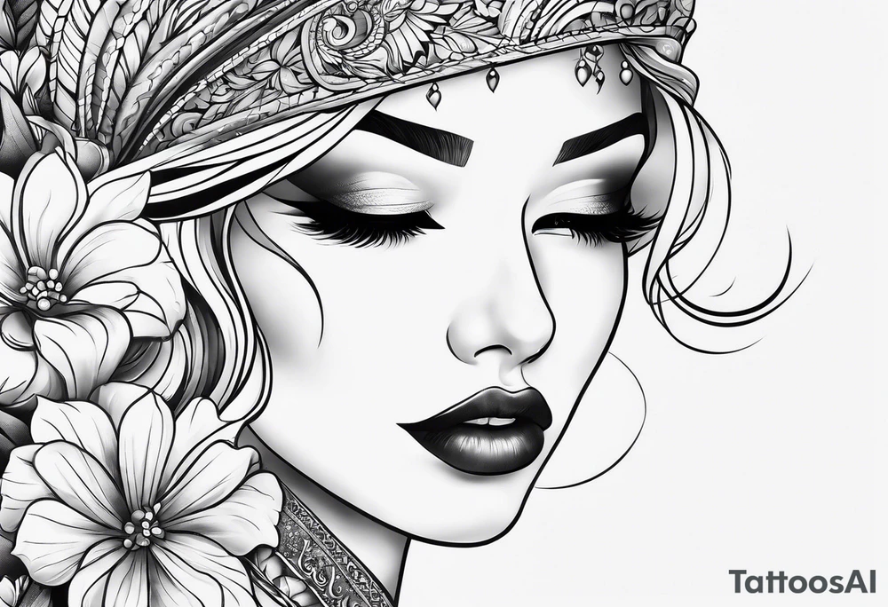 Feminine throat tattoo idea