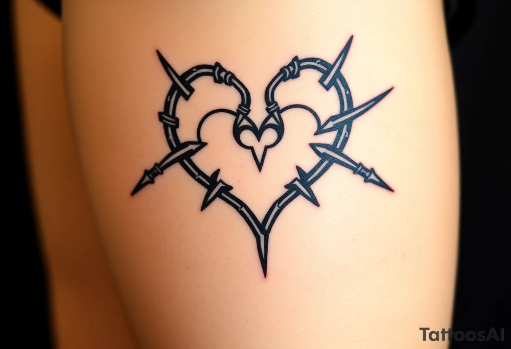 Razor wire shaped like heart tattoo idea