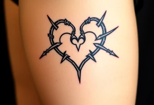 Razor wire shaped like heart tattoo idea