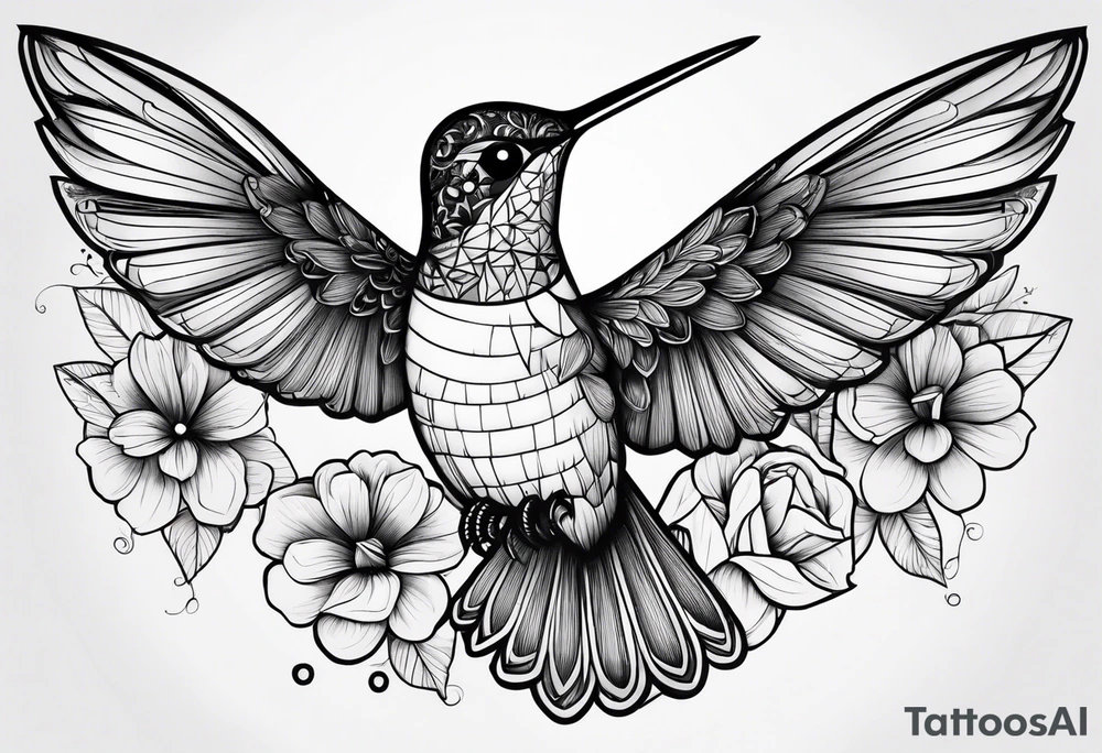 humming bird with flowers and butterflies forearm tattoo idea