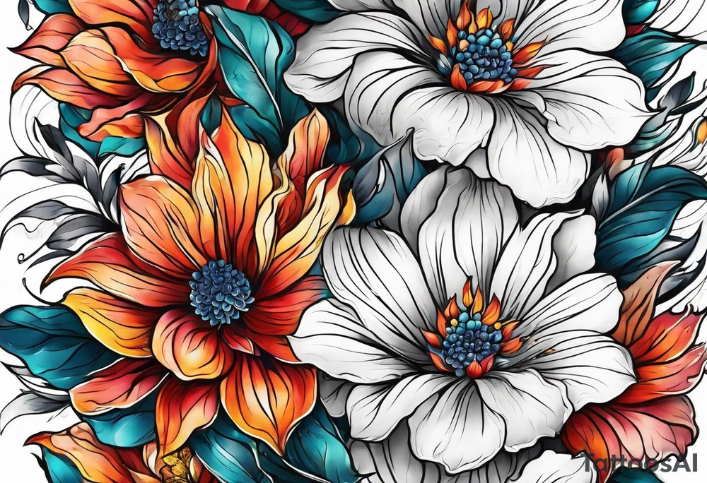Flower fire for a male tattoo tattoo idea