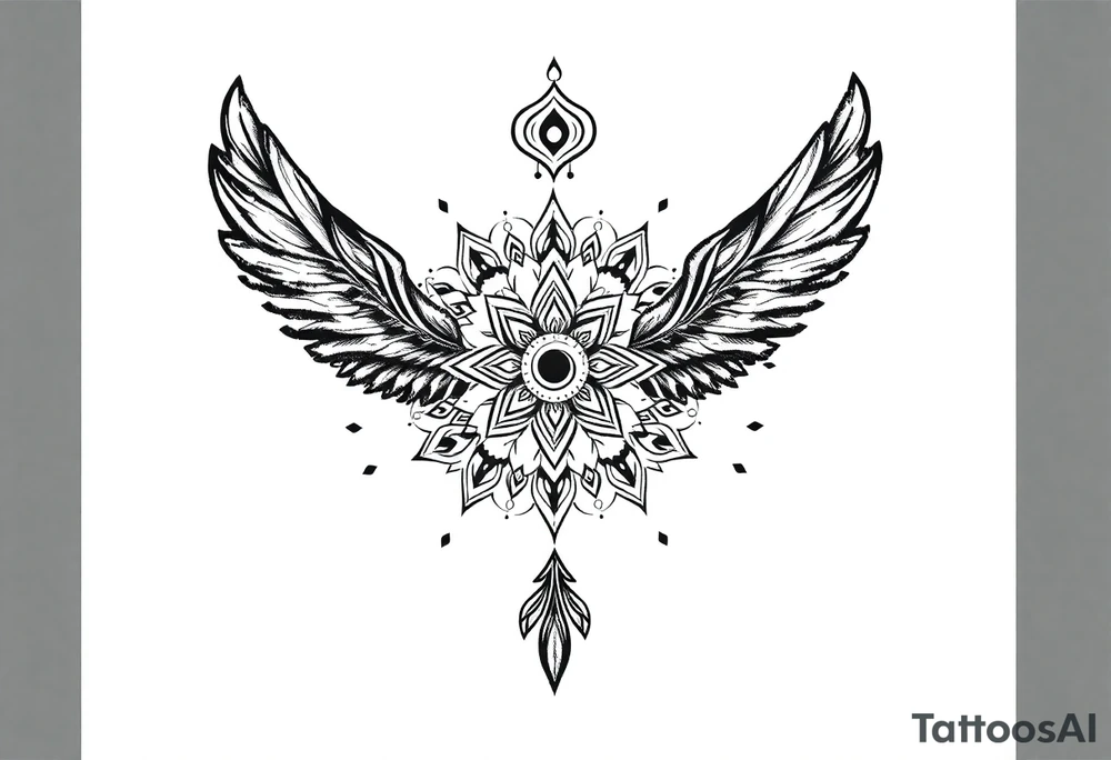 spiritual feathers ornamental mandala indian shaman rune tattoo idea
