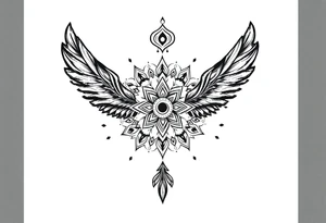 spiritual feathers ornamental mandala indian shaman rune tattoo idea