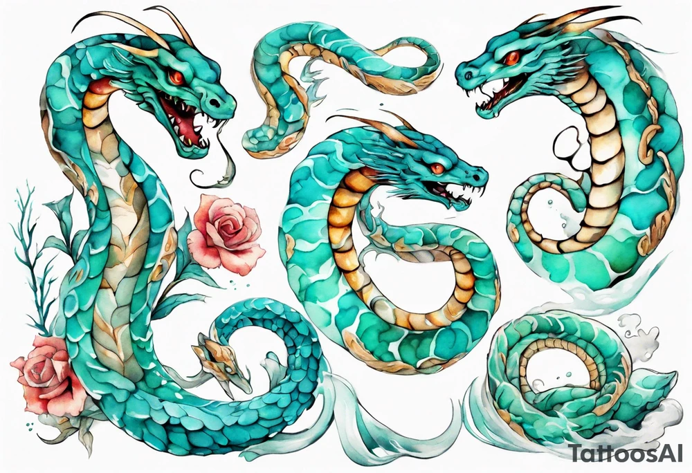 a beautiful turquoise seas serpent tattoo idea