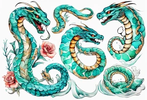 a beautiful turquoise seas serpent tattoo idea