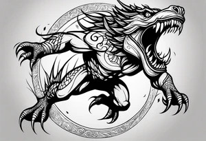 leaping monster tattoo idea