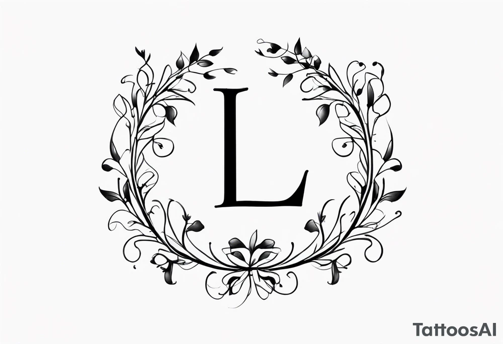 tiny letter L with vines tattoo idea