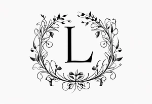 tiny letter L with vines tattoo idea