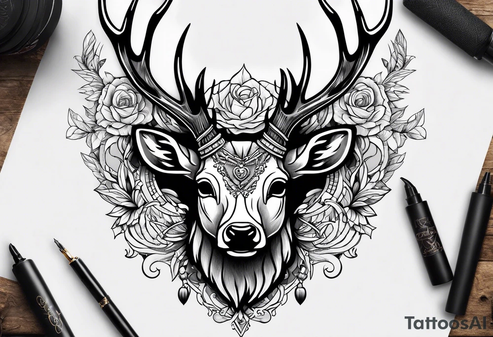 deer skull tattoo idea