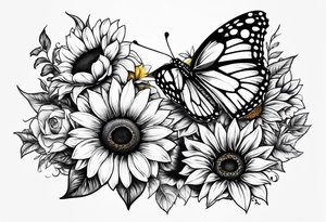 Butterflies and sunflower tattoo idea