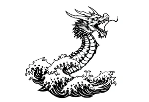 dragon with sea waves tattoo idea