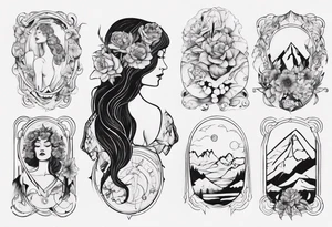 Persephone with mountains tattoo idea