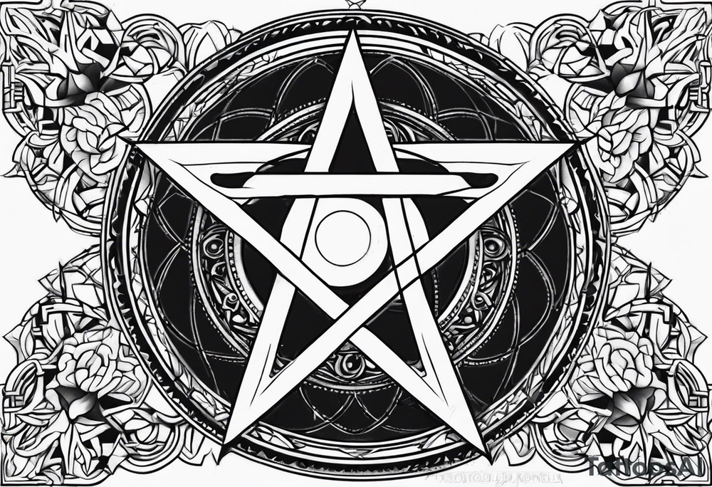 Pentagram eclipse dark tattoo idea