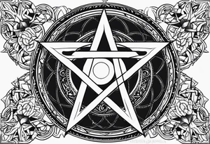 Pentagram eclipse dark tattoo idea