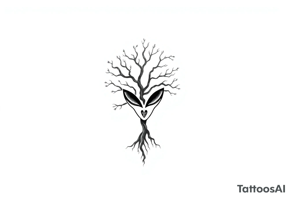 tree of life shaped as Alien head\face tattoo idea