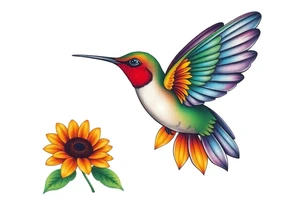 Hummingbird near a sunflower tattoo idea