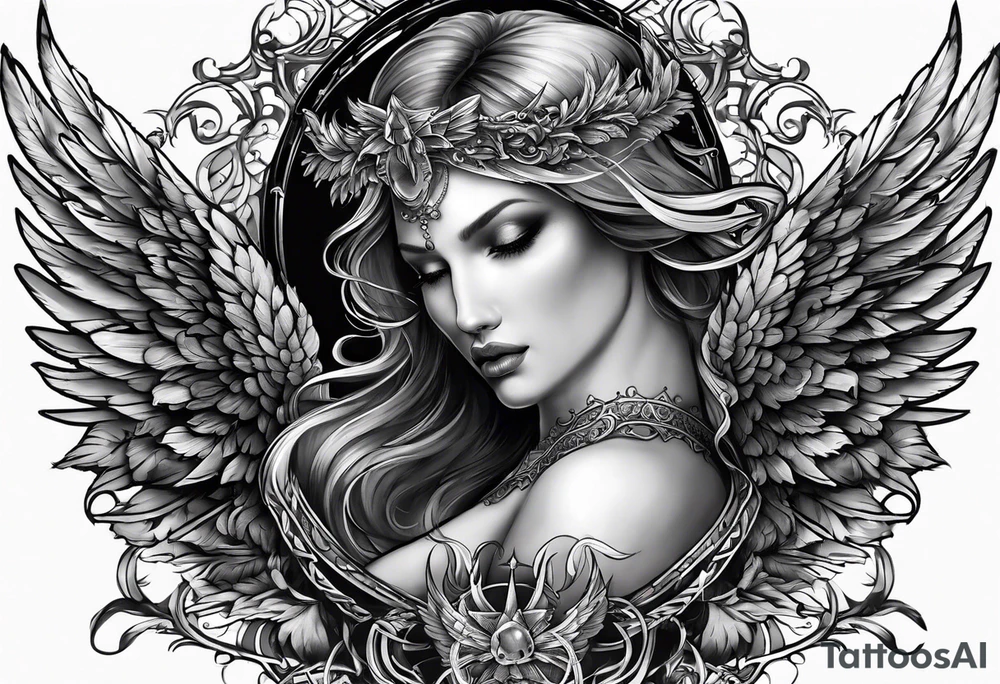 Beautiful angel of death tattoo idea