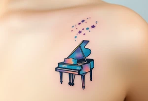 dreamy piano under the stars tattoo idea