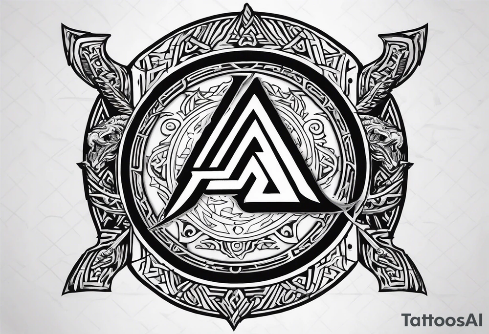 Valhalla sword shield dragon axe Valknut helm of awe tattoo idea Valhalla sword shield dragon axe Valknut helm of awe tattoo idea