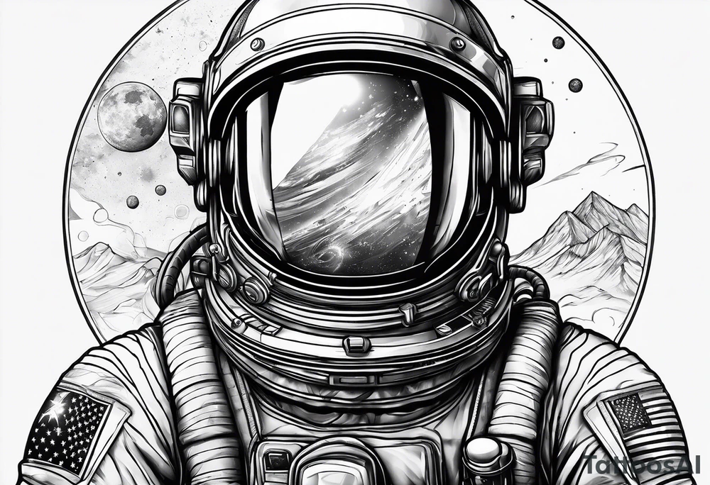 astronaut with a refelction in his helmet tattoo idea