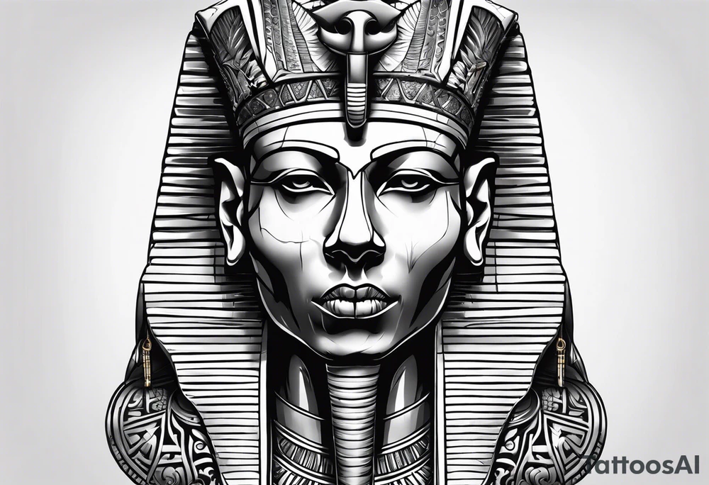 pharaoh skull realistic tattoo idea