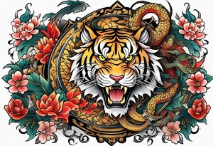tiger and dragon neotraditional tattoo idea