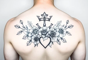 Damian, with crown, flowers and hearts tattoo idea
