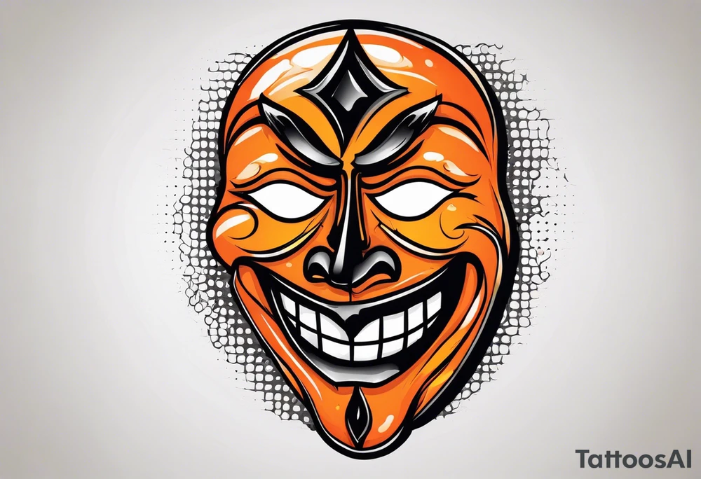 Crying mask that is orange and black tattoo idea