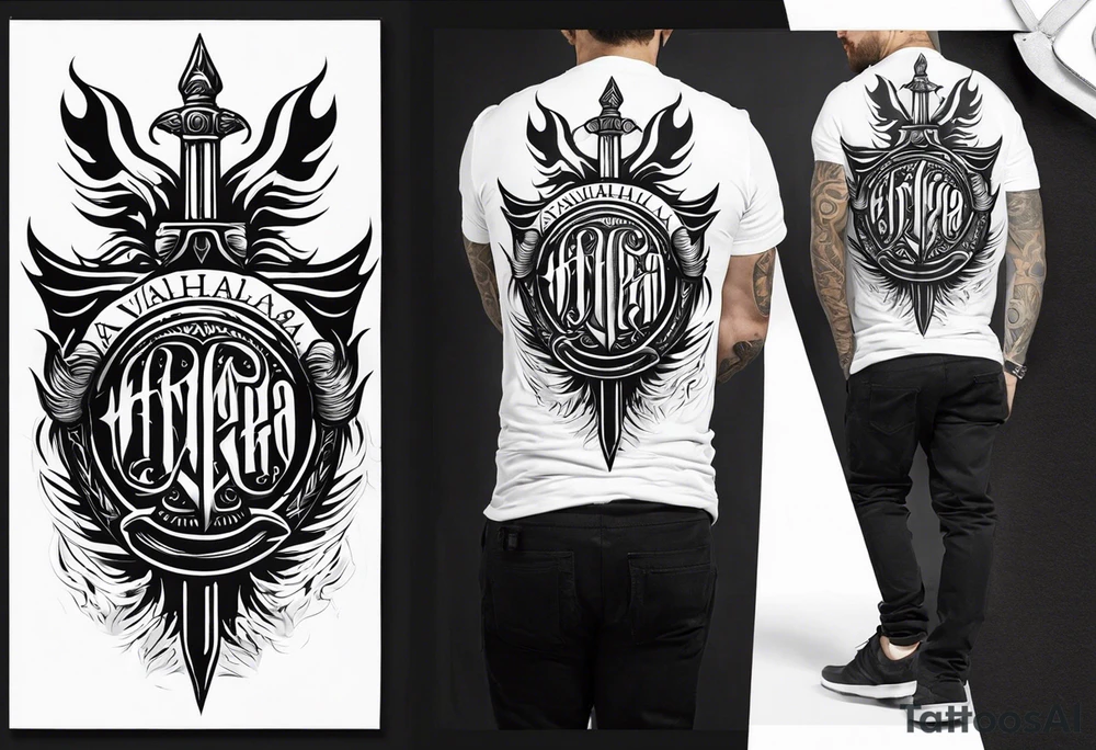 Valhalla sword shield fire tattoo idea